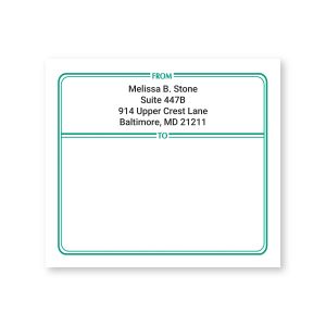 A single rectangular Green Border Personalized Shipping Label featuring a double green border layout with spacious From and To sections.