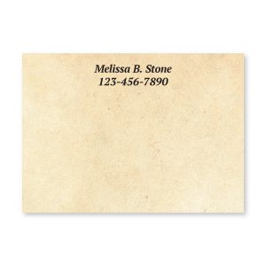 Venetian Orange personalized 4x3 Post-it note pad featuring a warm textured background and custom printed name and contact info.