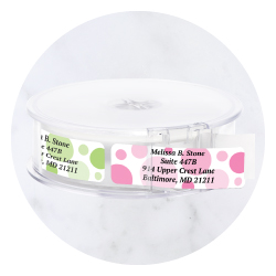 Current Labels art & graphic rolled address label with abstract geometric patterns.