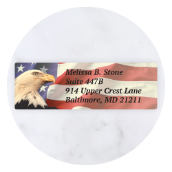Current Labels Patriotic & Military sheeted address labels with American flags and honorary symbols.