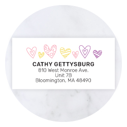 Current Labels Valentine's Day sheeted address labels with romantic heart and floral patterns.