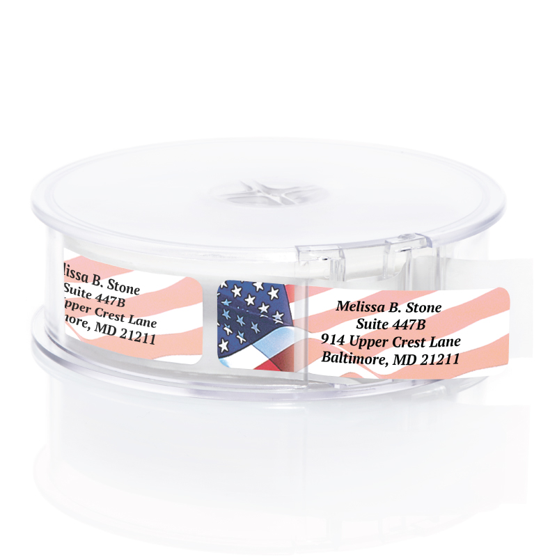 Flag Designer Rolled Address Labels with Plastic Dispenser
