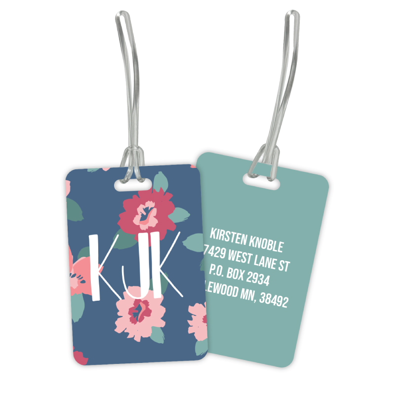 Floral Monogram Double Sided Luggage & Bag Tag