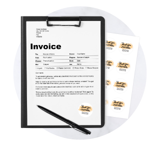 Personalized business labels for professional packaging, invoices, and promotional materials.